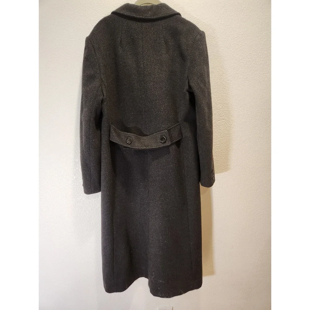 vtg Vintage KAREN Womens Wool Cashmere Long Coat Charcoal Double Breasted 44